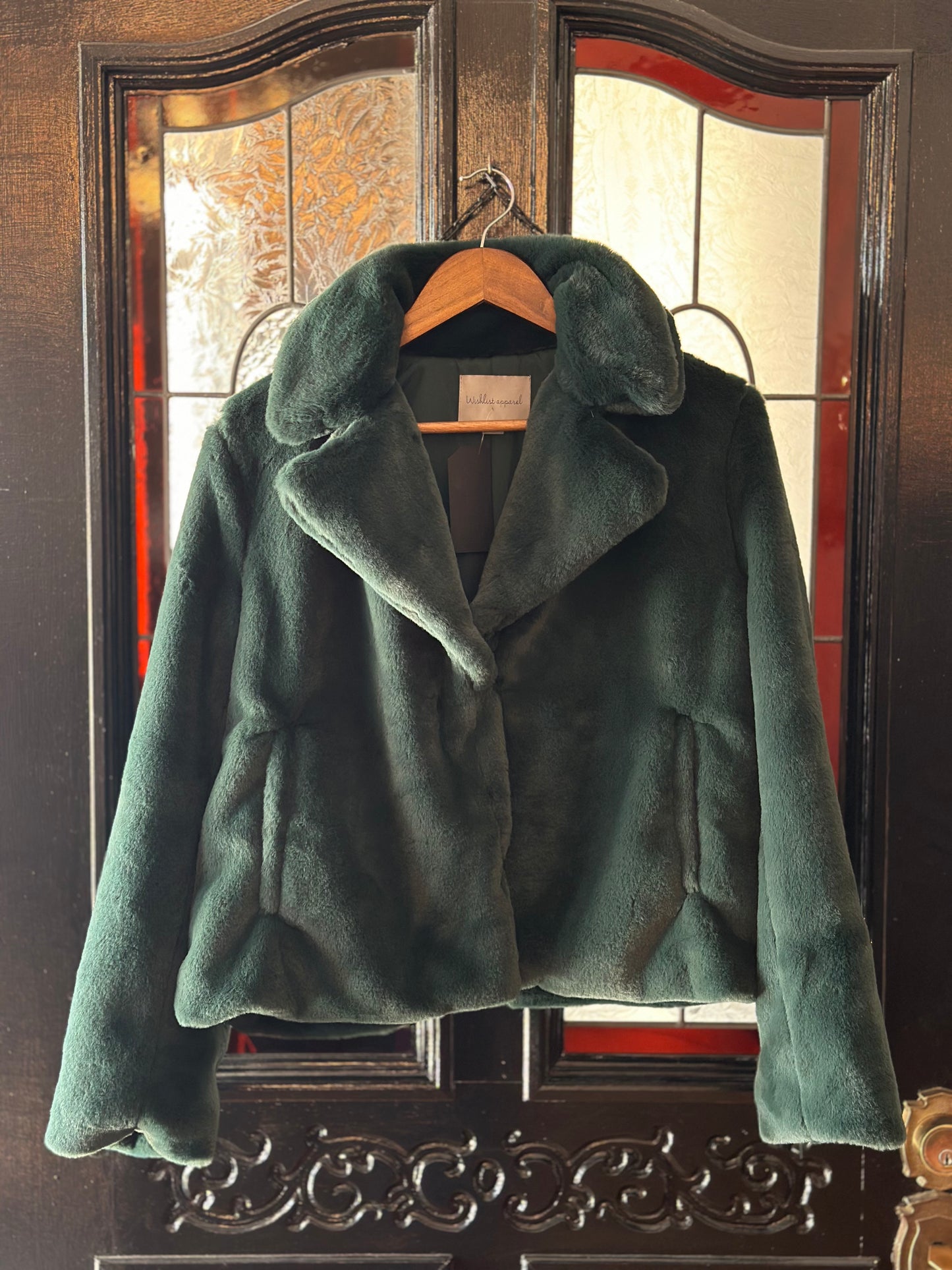 Teal Green Faux Fur Jacket