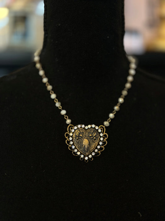 Brass Patina Heart Necklace