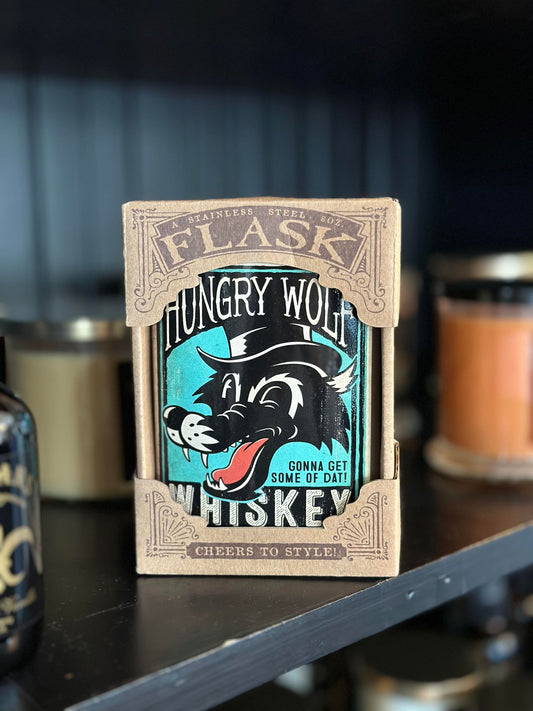 Hungry Wolf Whiskey Flask
