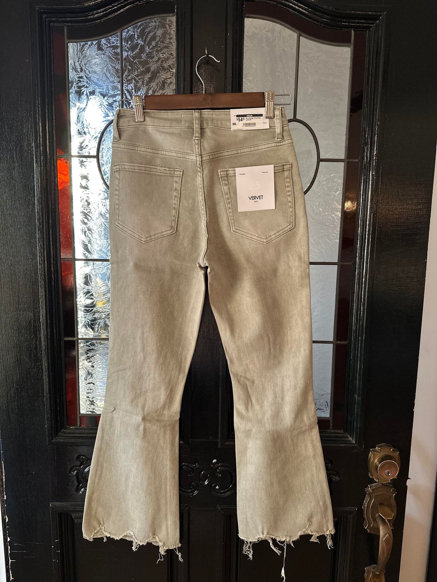 90's Vintage Green Crop Flare Jeans