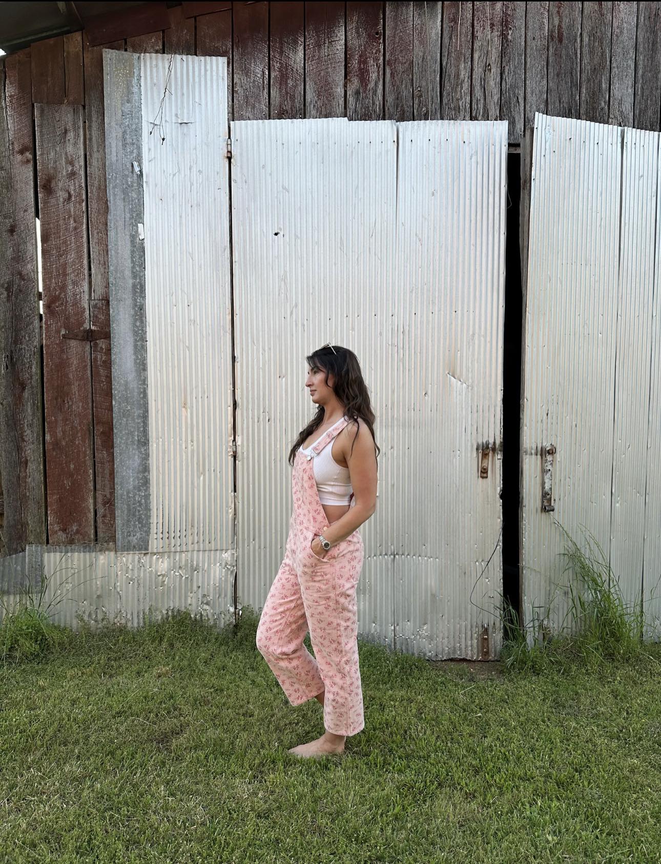 Pink Floral Coveralls